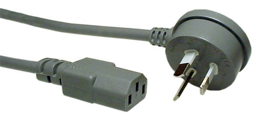 Power Cord C13 ,  Australian Plug Right Angle, Grey Color , 2 Metre Long