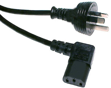 Power Cord C13 Right Angle,  Australian Plug , Black Color , 2 Metre Long