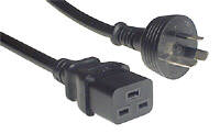 Power Cord C19,  Australian Plug , Black Color ,Two Metres Long , 15A rating