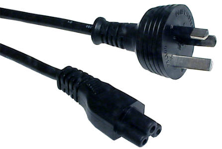 Power Cord C5,  Australian Plug , Black Color , 2 Metre Long