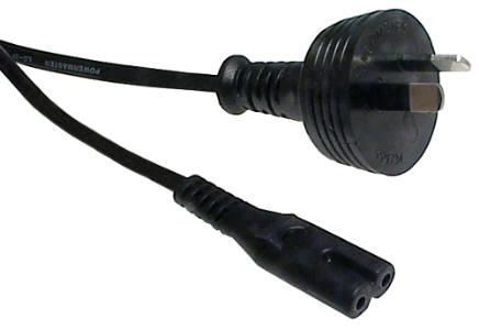 Power Cord C7,  Australian Plug , Black Color , 3 Metre Long